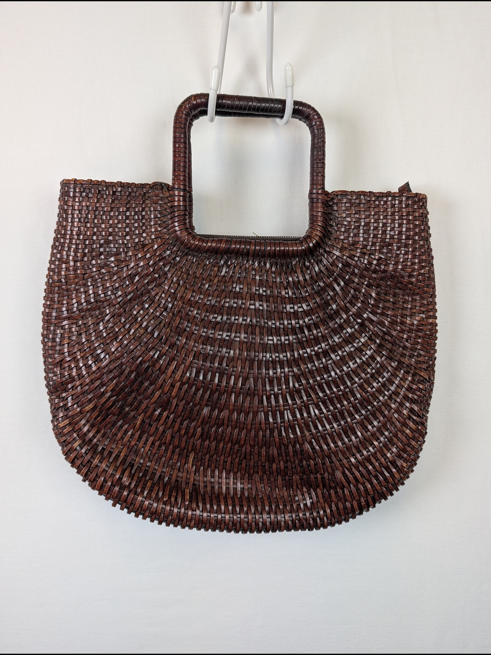 Monsac Handwoven Brown Leather Vintage Handbag